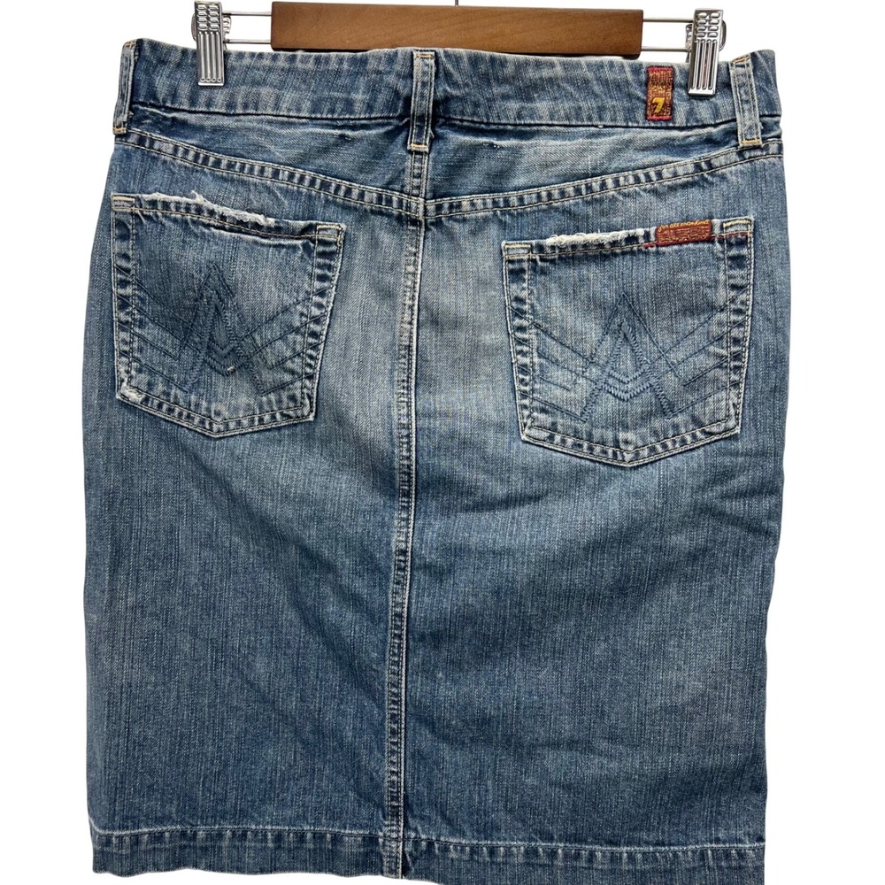 VTG 90s Seven 7 For All Mankind 7FAM Blue A pocket Denim Skirt W29 (W31) READ